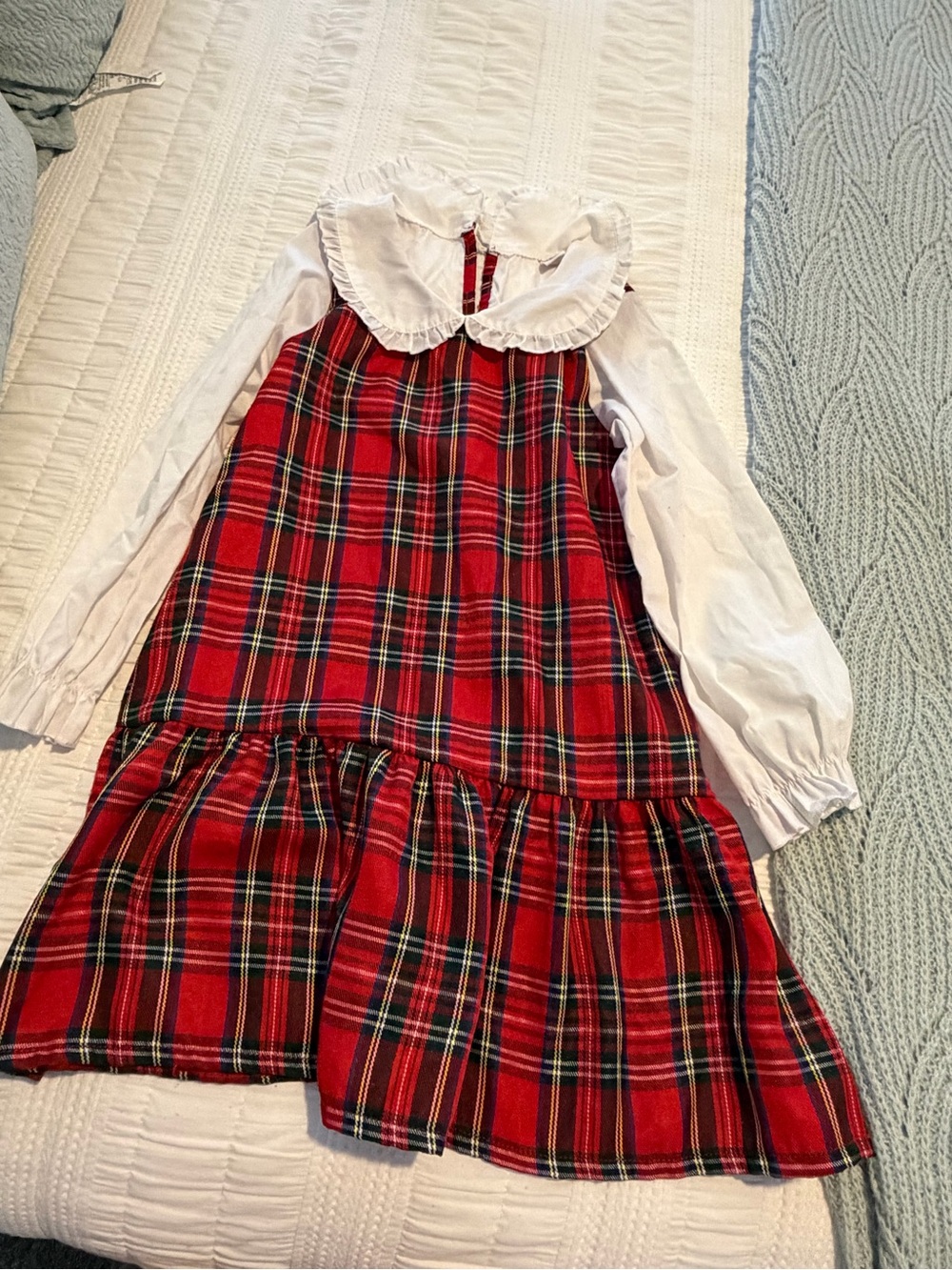 Source Unknown Red Plaid Dress with White Blouse